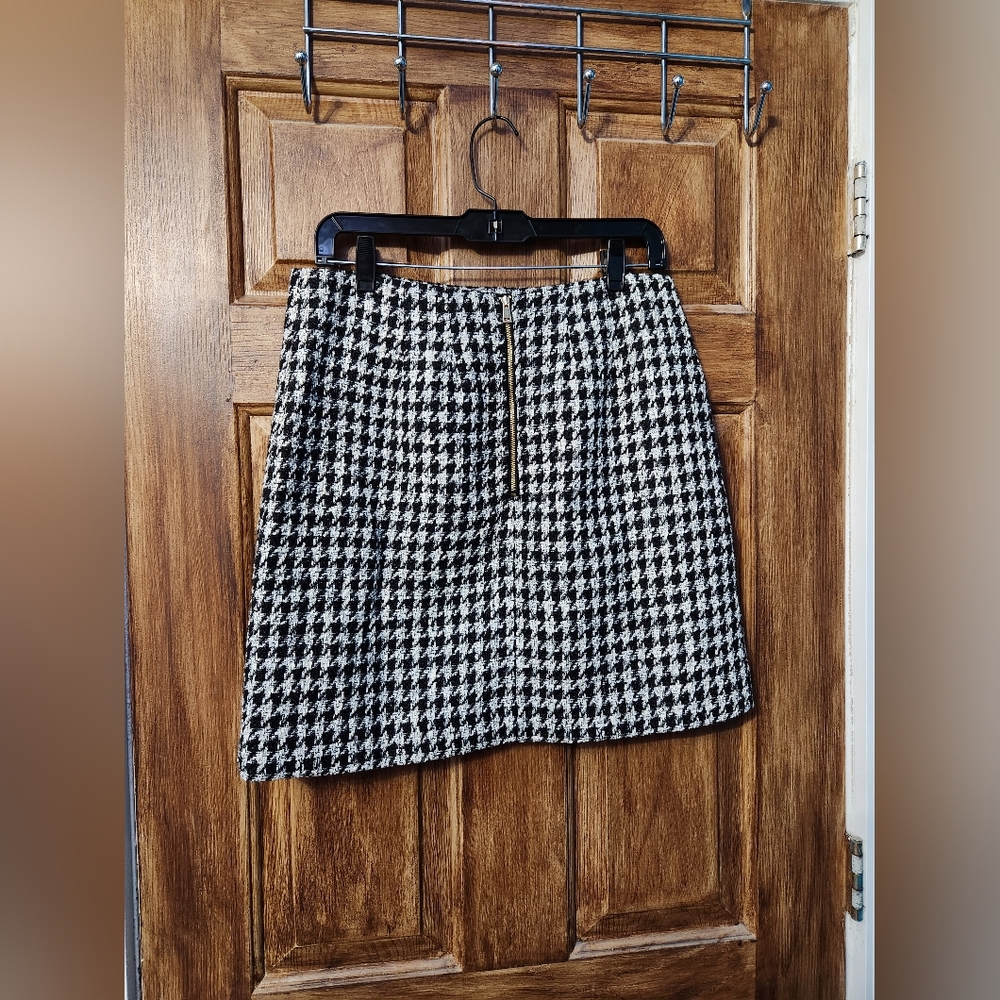 NWT Loft Sz 6 Metallic Tweed Houndstooth Skirt - Picture 3 of 7